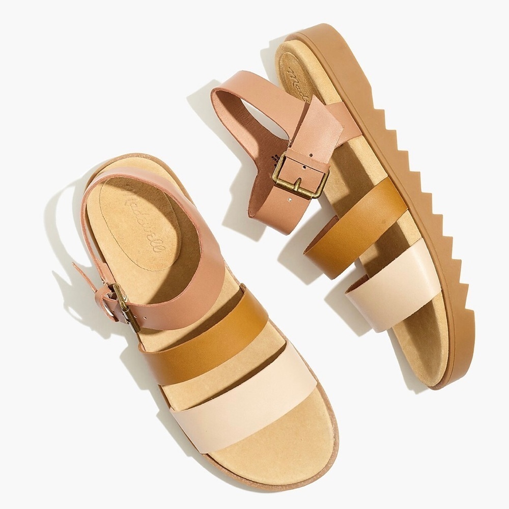 Madewell The Addie in Colorblock leather sandals size 10 style ND957 neutrals